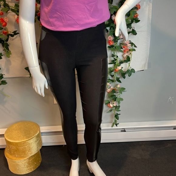 Contrast Panel Detail Faux Leather Pants Size L RefI032‎ - Picture 3 of 6